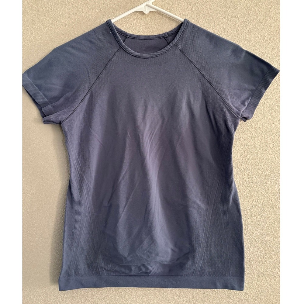 Athleta Momentum Seamless Tee Womens Small Blue Stretch Active Workout Sporty